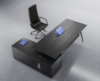 Scrivania Moderna per Ufficio Dirigenziale Convertibile Tavolo Esecutivo di Lusso in Legno con Cassetti Portaoggetti e Gestione Cavi