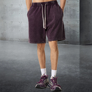 Pantalones Cortos Deportivos Vintage para Hombre con Logotipo Personalizado, 100% Algodón, Borde Crudo, Lavado Ácido, Transpirables y Antiarrugas - Product Image 1