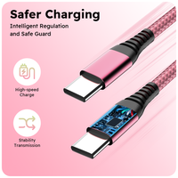 Kabel Data Pengisian Cepat USB C ke USB C dengan Jalinan Nilon Bersertifikasi CE RoHS UKCA