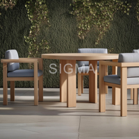 Meubles de jardin SIGMA en teck massif haute durabilité, canapé d'extérieur, table à manger, chaise avec chaise longue