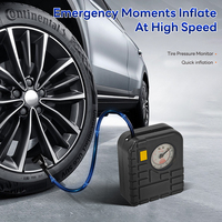 Compresseur d'air compact 12V DC en ABS de haute qualité pour gonflage rapide des pneus, avec moniteur de pression et lumière d'urgence, certifié FCC, analogique