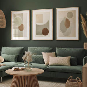 HAOWAI-Décoration murale moderne neutre en terre cuite beige, vert sauge, impression minimaliste, abstraite, imprimable, OEM/ODM - Product Image 4