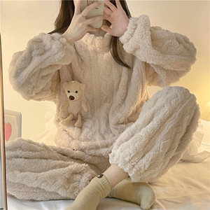 Nieuwe producten Koraalfluweel pyjama's Kleine Beer Dames Verdikte Flanellen Huispakken - Product Image 6