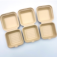 Custom Biologisch Afbreekbaar Takeaway Fries Lunch Fast Food Container 6X6 Inch Suikerriet Lunch Verpakking Bagasse Hamburger Hamburger Doos
