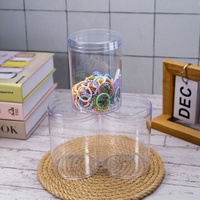 Pot d'emballage cylindrique transparent PS avec couvercle à clapet Modèle JNH-012 pour biscuits, mousses, gâteaux, bonbons, produits de beauté - un peu d'eau