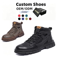 Bottes de randonnée montantes pour hommes, grandes tailles, à jambes larges, en cuir, à lacets, semelle extérieure en caoutchouc, style moto, décontractées, pour la marche, personnalisables OEM/OEM