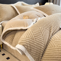 Doux Hiver Taffia Lait Velours 4PCS Ensembles de Draps Épaissir Chaud Flanelle Polaire Literie Kits Housse de Couette Taie d'Oreiller pour Lit Double