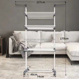 Tendedero de ropa de gran tamaño plegable de 4 niveles, soporte de urdimbre recto de 13 CM, acero inoxidable, ABS, tipo de pie, interior y exterior - Product Image 4