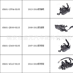 Verrou de capot Nissan Teana 2013-2018 65601-3TS0A Outil de serrurier automobile applicable - Product Image 5