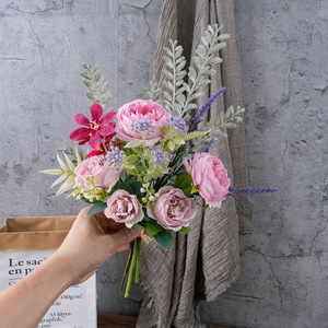 Arreglo de Flores Artificiales de Peonía y Rosa Lian, Tela Plástica Tejida, Decoración para Bodas y Hogar, Adorno para Colgar en la Pared CF02006 - Product Image 2