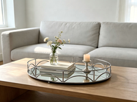 Ensemble de plateaux ronds en métal argenté avec base miroir, plateaux décoratifs miroir pour bijoux, cosmétiques, desserts, table, décoration de maison, mariage, fête