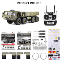 LEHOO HG-P801 de jouets 1/12 8CH 2.4G RC Military Truck 8X8 Simulation Rock Crawler avec lumière et son