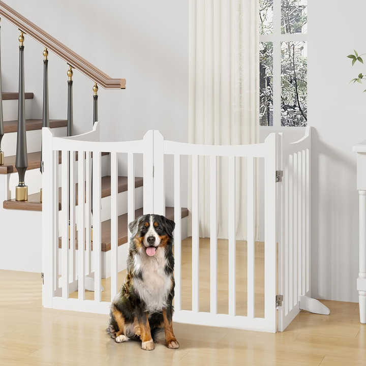 Dog Gate Indoor PawHut Freestanding Pet Gate, Folding Dog Gate