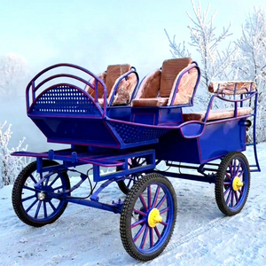 Calèche bleue pour 6 passagers avec cadre violet et jantes jaunes pour usage équestre - Product Image 1