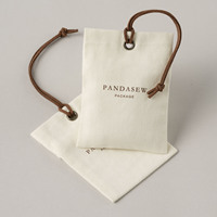 PandaSew Pochette à cordon personnalisée avec logo, en coton à chevrons de luxe, avec œillets et boutons, durable, pour emballage cadeau et bijoux