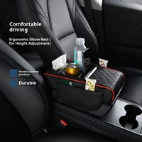 Boîte d'accoudoir de voiture de luxe en cuir 4-en-1 au design esthétique inspiré du corps humain, avec rangement, porte-gobelet et rehausseur, pour e-commerce transfrontalier