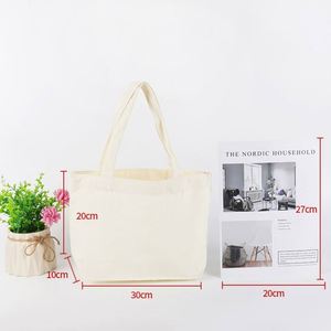 Sacs de courses réutilisables personnalisés en gros avec logo imprimé, sacs fourre-tout en toile de coton blanc uni à bas prix - Product Image 4