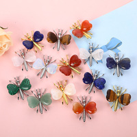 Ornement Papillon en Pierre Naturelle, Cristal en Forme de Cœur, Spécimen Minéral Libellule, Décoration Artisanale Simple, Vente en Gros Direct Usine