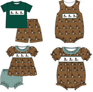 Set di vestiti firmati smocked per bambini camouflage da caccia per bambini e ragazze camicia e pantaloncini da caccia - Product Image 4