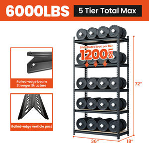 Estanterías de Almacenamiento de Acero de 5 Niveles, Resistentes, Sin Pernos, para Tiendas Minoristas y Almacenes, Capacidad de 6000 Libras, Disponibles en EE. UU. - Product Image 2