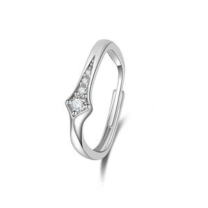 Anillos de Pareja, Anillo Plateado en Platino con Circonita Blanca Cuadrada, Anillos Ajustables para Pareja, Joyería de Boda para Mujer y Hombre - Product Image 5