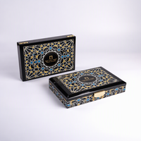 Boîte à chocolat en bois noir brillant de haute qualité, fabriquée à la main, acceptant les commandes personnalisées avec impression or et argent pour les noix – Fournisseur direct usine