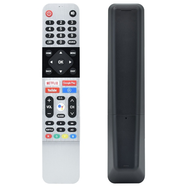 Skyworth Voice Smart TV Remote Control 539C-268902-W000 Silver AAA Battery with Netflix and YouTube Fixed Code