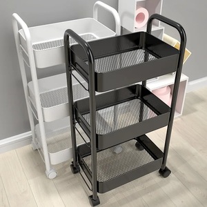 Storage Cart Multi Tier Mobile <b>Shelves</b> With Casters For Kitchen Bathroom PP Plastic Easy Cleaning Rectangle Standing Type - Product Image 1