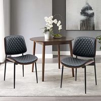 Chaises de salle à manger modernes de style mid-century, siège rembourré en similicuir avec structure en noyer et pieds en métal pour la cuisine et la salle à manger