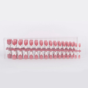 30 piezas personalizadas de <span class=keywords><strong>uñas</strong></span> usables con borde blanco en forma de corazón francés <span class=keywords><strong>Uñas</strong></span> artificiales medianas brillantes en forma de ballet - Product Image 5