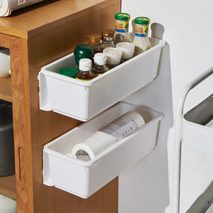 Contenitore portaoggetti rettangolare in plastica con apertura laterale, senza giunture, per cucina, bagno, camera da letto, armadio, scaffale portaoggetti semplice per frigorifero - Product Image 6
