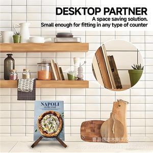 Wooden Recipe <b>Rack</b> Bookshelf Desktop Record Display Stand Minimalist Style Multi Use Holder For Books Vinyl <b>Plates</b> - Product Image 4