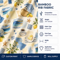 Tops de sport en tissu de bambou 95% bambou 5% élasthanne, tissu côtelé en bambou imprimé sur mesure pour vêtements pour femmes et bébés