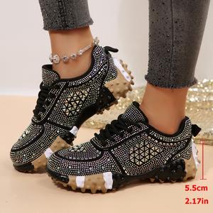 Women's Rhinestone Platform Sneakers | <strong>Sparkle</strong> Bling Casual Shoes | Fashion Chunky Sole <strong>Trainers</strong> for Party &amp; Daily Wear - Product Image 4