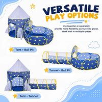 Regalos Perfectos para Niños, Casa de Juegos Infantil con Temática Espacial, Juego de 3 Piezas, Carpa de Juegos para Niños, Diversión Interior y Exterior para Bebés y Niños
