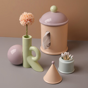 กล่องกระดาษทิชชู่สีสันสดใสสุดสร้างสรรค์หลอดไหมขัดฟันเซรามิกตกแต่งบ้านและตั้งโต๊ะและเครื่องประดับ - Product Image 2