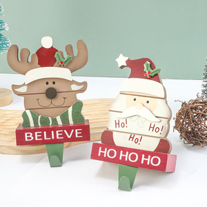 Ensemble de décorations de Noël pour porte-chaussettes, ornements en bois style ferme (rennes, bonhommes de neige, <span class=keywords><strong>casse</strong></span>-noisettes) pour la décoration de la maison en fêtes - Product Image 5