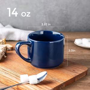 Tazas de cerámica hechas a mano nórdicas de 14 oz, <span class=keywords><strong>taza</strong></span> de café de cerámica con azulejo de <span class=keywords><strong>Bistro</strong></span> francés, tazas de cerámica redondas de boca ancha - Product Image 2