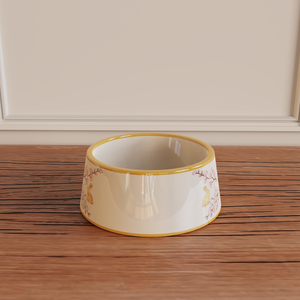 קערת חרס דקורטיבית לחתולים וכלבים בעיצוב פתח רחב עם דוגמא פרחונית, מזין לחיות מחמד להאכלה קלה, קערת חיות מחמד מזוגגת פרימיום, ייצור בהתאמה אישית (OEM) - Product Image 5