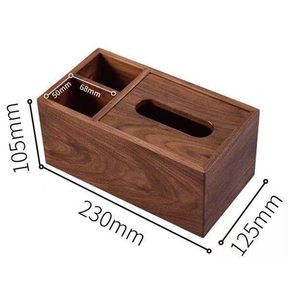 Boîte de rangement de bureau en bois rectangulaire avec compartiments, organisateur de bureau pour mouchoirs et fournitures de bureau - Product Image 4
