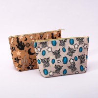 Pochette de maquillage bleue patchwork pour femme, multi-usage, pour clés de voiture, organiseur de toilette portable de voyage