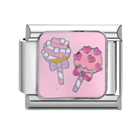 Italienische Charms Niedliche Cartoon-Persönlichkeiten Edelstahl Platinbeschichtetes Charm-Modul Armband Eiscreme Kuchen Handgefertigt DIY