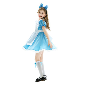 Kostum Princess anak perempuan, gaun kostum Princess anak perempuan, gaun pengiring biru, pakaian <span class=keywords><strong>Cosplay</strong></span> Anime, setelan putri anak perempuan - Product Image 3