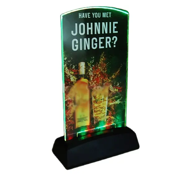 Factory Custom Acrylic Flashing Led Light Table Menu Restaurant Card Display Holder Stand With Battery For Wholesale