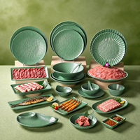 Ensemble de vaisselle en mélamine incassable et écologique, assiettes, bols, plats de service, passe au lave-vaisselle, non toxique, restaurant, cafétéria