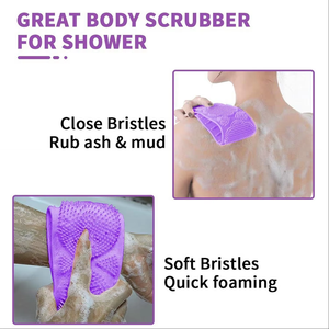 Silicone Back Scrubber for <strong>Shower</strong> Wholesale Long Handle Double Sided Exfoliating Body Brush BPA Free Bath Brush Custom Logo OEM - Product Image 2