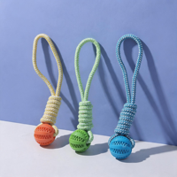 Duurzame gevlochten touw- en rubberen bal kauwspeelgoed voor puppy's met tandjes, pluche cadeau voor katten om mee te spelen