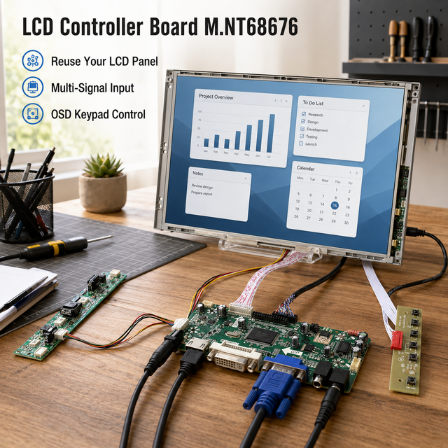 M.NT68676 LCD Controller Board H D M I DVI VGA Monitor Driver Kit 30 Pin LVDS for DIY Screen Repair and Panel Conversion