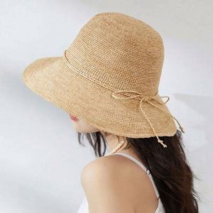 Handmade Raffia <b>Straw</b> <b>Hat</b> Versatile Fisherman's <b>Hat</b> Summer Foldable Sunscreen <b>Straw</b> <b>Hat</b> - Product Image 1