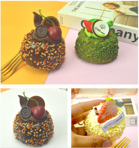 Cute <b>Miniature</b> Strawberry Cake Simulation Food Model Birthday Decoration Dessert Mini Dessert Food Play Refrigerator Sticker PU - Product Image 6